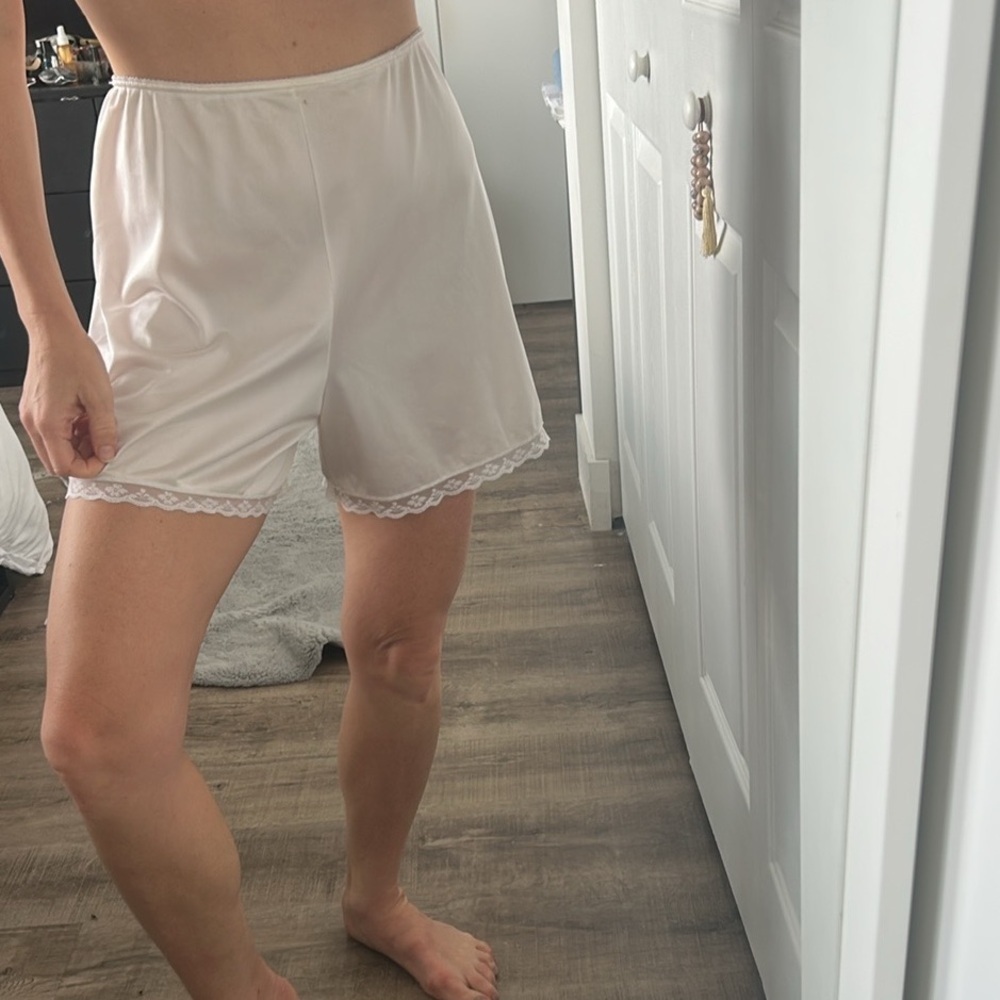 Vintage Nylon Lace Trim Slip Shorts Bloomers S